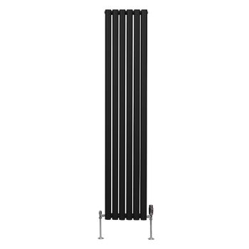 Radiador De Columna Ovalada Vertical Negro 180cm X 36cm & Válvulas Cromadas Trv