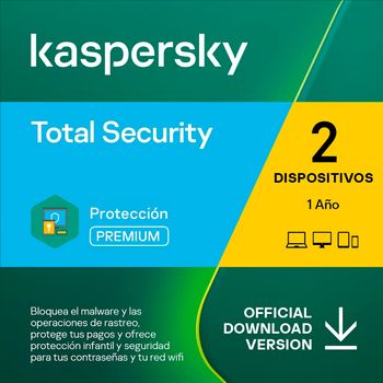 Kaspersky Total Security 2 Dispositivos 1 Año 2023