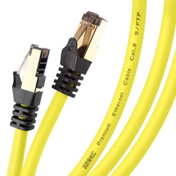 Cable De Ethernet 2m Cat8 - Ancho De Banda Hasta 2ghz/2000mhz - Color Amarillo - Duronic Yw 2m Cat8