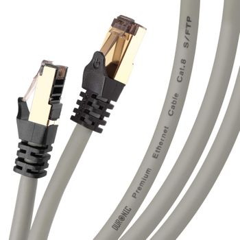 Cable De Ethernet 3m Cat8 - Ancho De Banda 2ghz - Color Gris Y Acabado Oro - Duronic Gy 3m Cat8