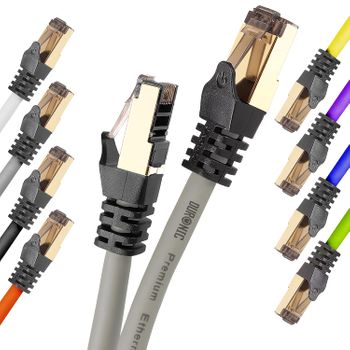 Cable De Ethernet 5m Cat8 - Ancho De Banda 2ghz - Color Gris Y Acabado Oro - Duronic Gy 5m Cat8