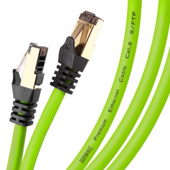 Cable De Ethernet 1.5m Cat8 - Ancho De Banda Hasta 2ghz/2000mhz - Color Verde - Duronic Gn 1.5m Cat8