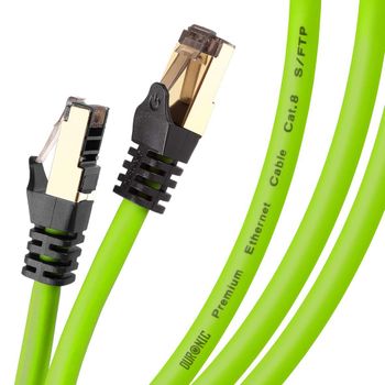 Cable De Ethernet 3m Cat8 - Ancho De Banda Hasta 2ghz/2000mhz - Color Verde - Duronic Gn 3m Cat8