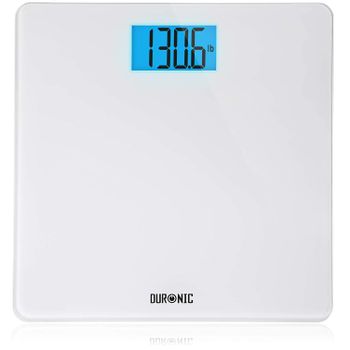 Báscula Baño Digital - Máx 180kg - Pantalla Lcd Azul - Diseño Vidrio Blanco - Duronic Bs403