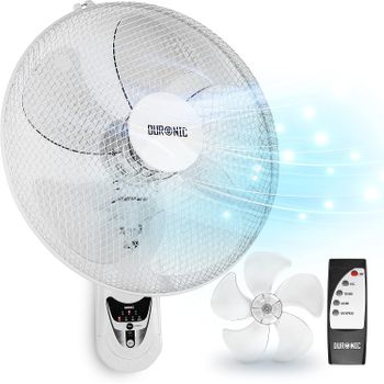 Ventilador Pared 60 W, Mando A Distancia, Temporizador Y 3 Velocidades, Aspas 40 Cm - Duronic Fn55 We