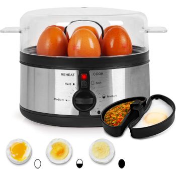 Hervidor Para Huevos Eléctrico, 7 Huevos, Termostato Y Minutero, Cocina Saludable - Duronic Eb35 Bk