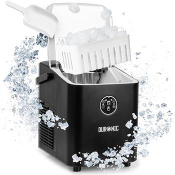 Máquina De Hielo Automática 120w, 8 Cubitos En 6 A 8 Minutos, Cesta De 1 Litro - Duronic Icm12 Bk