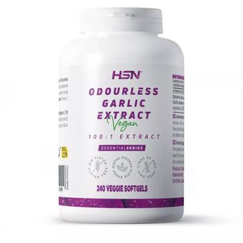 Ajo Blanco De Hsn | Odourless Garlic Extract Vegan 20 Mg | Concentración 100:1 Que Equivale 2000 Mg De Aceite De Diente De Ajo Sin Olor | Vegano, Sin Gluten, Sin Lactosa, 240 Perlas Vegetales