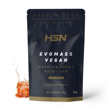 Batido De Carbohidratos Y Proteínas Vegano De Hsn Evomass Vegan | Sabor Caramelo Salado 1 Kg = 10 Tomas Por Envase | Harina De Arroz + Proteínas Vegetales, Creatina Y Cla | No-gmo, Sin Gluten