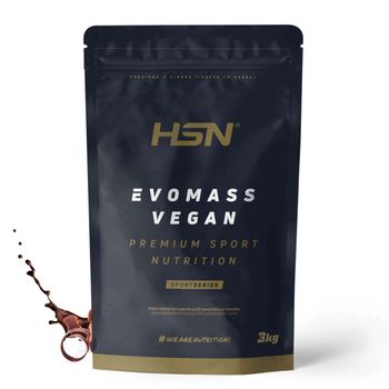 Batido De Carbohidratos Y Proteínas Vegano De Hsn Evomass Vegan | Sabor Chocolate 3 Kg = 30 Tomas Por Envase | Harina De Arroz + Proteínas Vegetales, Creatina Y Cla | No-gmo, Sin Gluten