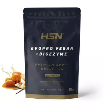 Proteína Vegana Evopro Vegan De Hsn | Sabor Vainilla Caramelo 2 Kg = 67 Tomas Por Envase Mezcla De Proteínas Vegetales | Con Extra Leucina Vegetal + Hierro + B12 + Stevia | No-gmo, Sin Gluten