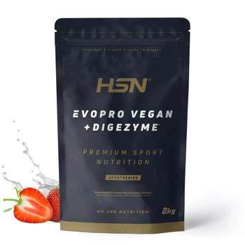 Proteína Vegana Evopro Vegan De Hsn | Sabor Fresa 2 Kg = 67 Tomas Por Envase Mezcla De Proteínas Vegetales | Con Extra Leucina Vegetal + Hierro + B12 + Stevia | No-gmo, Sin Gluten