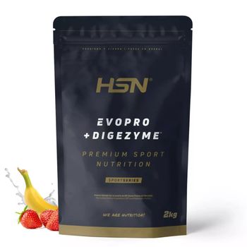 Proteína Secuencial Evopro De Hsn | Sabor Fresa Banana 2 Kg = 67 Tomas | Mezcla De Caseína + Whey | Con Enzimas Digestivas Digezyme | No-gmo, Vegetariano, Sin Gluten