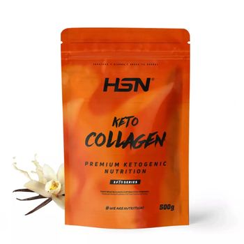 Keto Colágeno Hidrolizado Bovino De Hsn | Sabor Vainilla 500 G = 25 Tomas Por Envase | Edulcorado Con Stevia Ideal Dieta Cetogénica | No-gmo, Sin Gluten Sin Lactosa, Sin Pescado