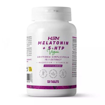 Melatonina 5htp Con Magnesio De Hsn | 120 Tabletas Veganas | 1,9 Mg Melatonina: Contribuye A Disminuir El Tiempo Necesario Para Conciliar El Sueño + Aliviar Jet Lag* | No-gmo, Sin Gluten Ni Lactosa