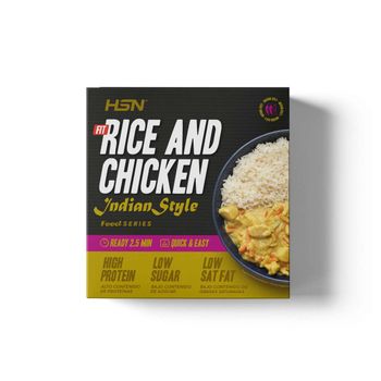 Plato Preparado Fit 420g De Hsn | Arroz Con Pollo En Salsa Al Curry Estilo Hindú | Alto En Proteínas, Bajo En Azúcar Y Bajo En Grasas Saturadas | Alternativa Rápida Para Comer Bien | ¡listo En 2,5 Minutos!