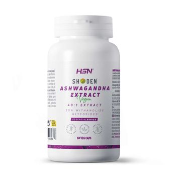 Shoden Ashwagandha De Hsn | 60 Cápsulas Equivalencia 9600 Mg De Raíz Y Hoja | 100% Científicamente Testada | 35% Glicósidos De Withanólido | Con Zinc + B5 Y B6 | No-gmo, Vegano, Sin Gluten