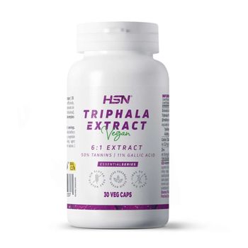 Triphala De Hsn | 30 Cápsulas Vegetales 6000 Mg Equivalencia Fruto (extracto 1000 Mg, 50% Taninos, 11% Ácido Gálico) Por Dosis Diaria | 6x Veces Más Concentrado | No-gmo, Vegano, Sin Gluten