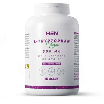 L-triptófano 500 Mg De Hsn | 240 Cápsulas Vegetales | 1000 Mg Del Aminoácido Triptófano Al Día + Vitaminas B3 & B6 | No-gmo, Vegano, Sin Gluten