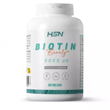 Biotina 5000 Mcg De Hsn | 240 Cápsulas Vegetales En Forma De D-biotina | Vitamina Para El Cabello, Uñas Y Piel Para El Crecimiento + Fortalecimiento + Evitar La Caída | No-gmo, Vegano, Sin Gluten