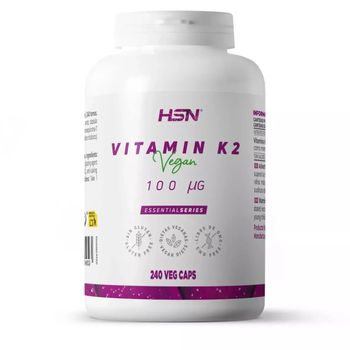 Vitamina K2 Mk7 100 Mcg De Hsn | 240 Cápsulas Vegetales De Menaquinona 100% Natural De Natto | Alto Contenido En Vitamina K | Con Vitamina C | No-gmo, Vegano, Sin Gluten