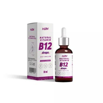 Vitamina B12 Natural Líquida De Hsn | 30 Ml (900 Gotas) Por Envase | 1 Gota Al Día = 200 Mcg Pura B12 Metilcobalamina | Aceite De Cártamo: Evitar Solidificación | Vegano, Sin Aditivos Ni Gluten