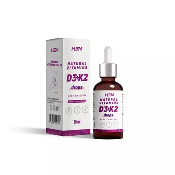 Vitamina D3 + K2 Mk-7 En Gotas De Hsn | 30 Ml (225 Tomas Por Envase) - 100% Natural: Lanolina Y Natto - Con Aceite De Cártamo: Evita Solidificación | No-gmo, Apto Vegetariano, Sin Gluten