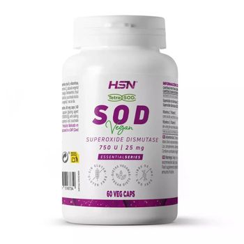 Sod Superóxido De Dismutasa 30000 Ui/g De Hsn | 60 Cápsulas Vegetales - Materia Prima: Tetrasod® - Potente Antioxidante De Origen Natural: Microalga Tetraselmis Chuii | No-gmo, Vegano, Sin Gluten