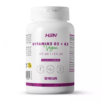 Hsn Vitamina D3 + K2 120 Cápsulas Vegetales Con 2000 Ui Colecalciferol + 100mcg Menaquinona-7 | No-gmo, Vegano, Sin Gluten