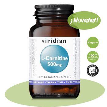 L-carnitina (500mg) Viridian 30 Caps Vegetales