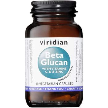 Beta Glucano 250mg (plus Vitamina C, D3 & Zinc)viridian 30 Cápsulas