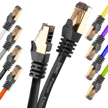 Cable Ethernet Trenzado De Pares - Conector Rj45 2ghz Amarillo Acabado Oro - Duronic Bk 1m Cat8