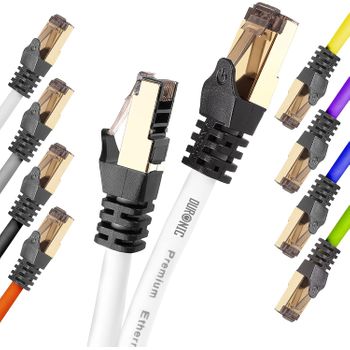 Cable Ethernet Trenzado De Pares - Conector Rj45 2ghz Amarillo Acabado Oro - Duronic We 0.5m Cat8