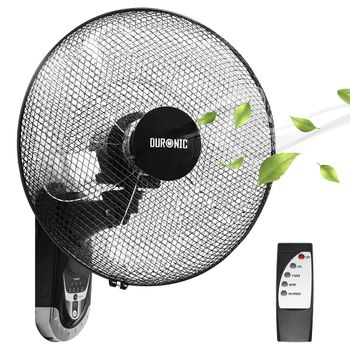 Ventilador Pared - Hélice 40cm - Eléctrico 60w - 3 Velocidades - Mando Distancia - Duronic Fn55