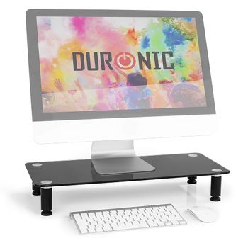 Elevador Pantalla, Portátil, Televisor - Cristal Negro, Soporta Hasta 20 Kg - Duronic Dm052-2