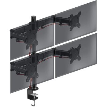 Soporte 4 Monitores 13"-27" 8kg Máx - Altura Ajustable, Giratorio, Inclinable - Duronic Dm254