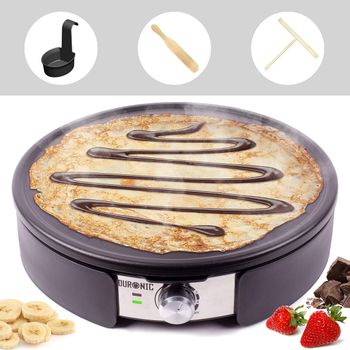 Crepera Eléctrica 1500w - Placa Antiadherente 37 Cm - Ideal Para Crêpes, Pancakes - Duronic Pm152