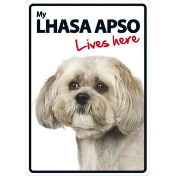 Magnet & Steel Señal A5 'lhasa Apso - Lives Here'