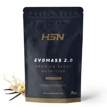 Batido De Carbohidratos Y Proteínas Vegetariano De Hsn Evomass 2.0 | Sabor Vainilla 3 Kg = 30 Tomas Por Envase | Con Harina De Avena + Whey Protein + Aceite Mct | No-gmo