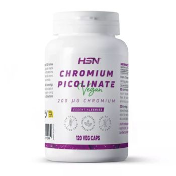 Picolinato De Cromo 200 Mcg De Hsn | Chromium Picolinate | Alto Contenido Mineral Elemental: 200mcg De Cromo En Cada Cápsula | No-gmo, Vegano, Sin Gluten, Sin Lactosa | 120 Cápsulas Vegetales...