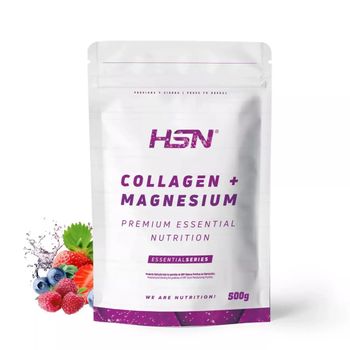 Colágeno Hidrolizado Con Magnesio De Hsn | Sabor Frutos Rojos 500 G = 50 Tomas Por Envase | Colágeno En Polvo Origen Bovino | Con Vitamina C | No-gmo, Sin Pescado, Sin Gluten