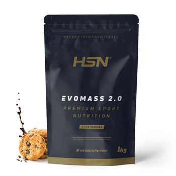 Batido De Carbohidratos Y Proteínas Vegetariano De Hsn Evomass 2.0 | Sabor Chocolate Galletas 1 Kg = 10 Tomas Por Envase | Whey Protein Y Proteína De Leche | Textura Cremosa | No-gmo, Sin Gluten