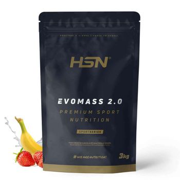 Batido De Carbohidratos Y Proteínas Vegetariano De Hsn Evomass 2.0 | Sabor Fresa Banana 3 Kg = 30 Tomas Por Envase | Con Harina De Avena + Whey Protein + Aceite Mct | No-gmo