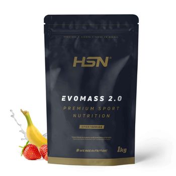 Batido De Carbohidratos Y Proteínas Vegetariano De Hsn Evomass 2.0 | Sabor Fresa Banana 1 Kg = 10 Tomas Por Envase | Whey Protein Y Proteína De Leche | Textura Cremosa | No-gmo, Sin Gluten