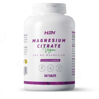 Citrato De Magnesio - 200 Mg Mineral Elemental - De Hsn | 240 Tabletas De Magnesio | Dosis Diaria = 2 Tabletas | Alta Biodisponibilidad | No-gmo, Vegano, Sin Gluten