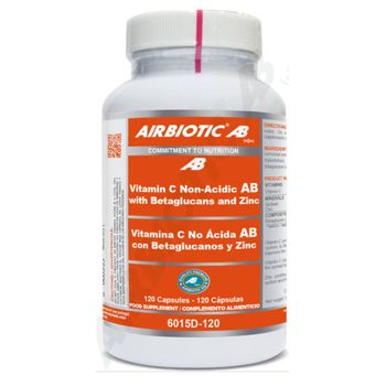 Vitamina C No Ácida Con Betaglucanos Y Zinc Airbiotic 120cap