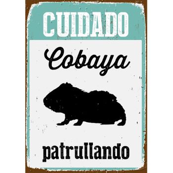 Magnet & Steel Señal A5 Metálica 'cuidado Cobaya Patrullando'