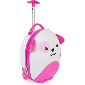 Maleta Trolley Infantil Equipaje Cabina 2 Ruedas 17 Litros Perro Rosa