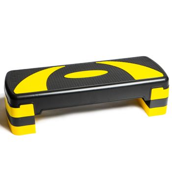 Step Para Fitness 78 Cm; Ajustable En 3 Alturas-negro Y Amarillo Prisp