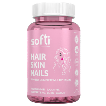 Hair Skin Nails | Multivitamínico Especial Mujeres | Softi Wellness Gummies | Sabor Arándano Y Frambuesa | 60 Gummies 